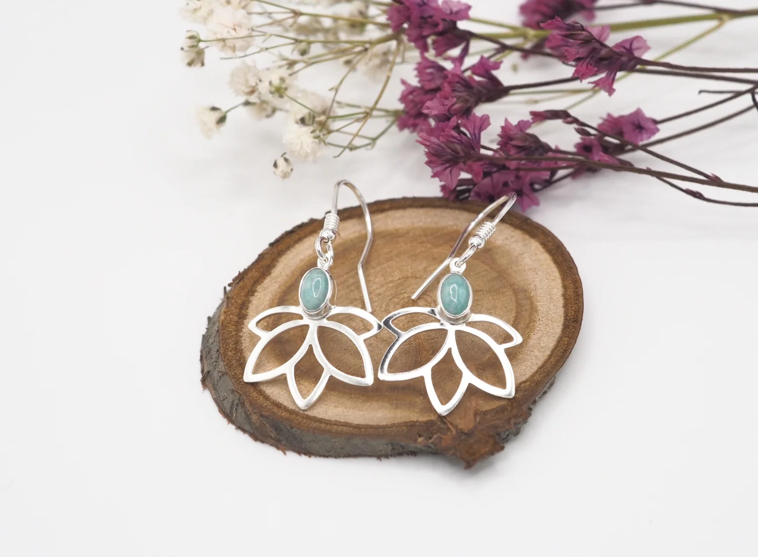 Wiszące lotosy z amazonitami