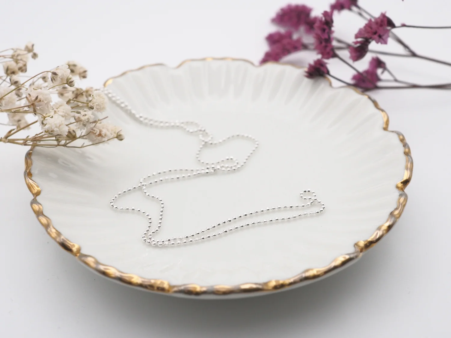 Srebrny łańcuszek kulkowy 45cm